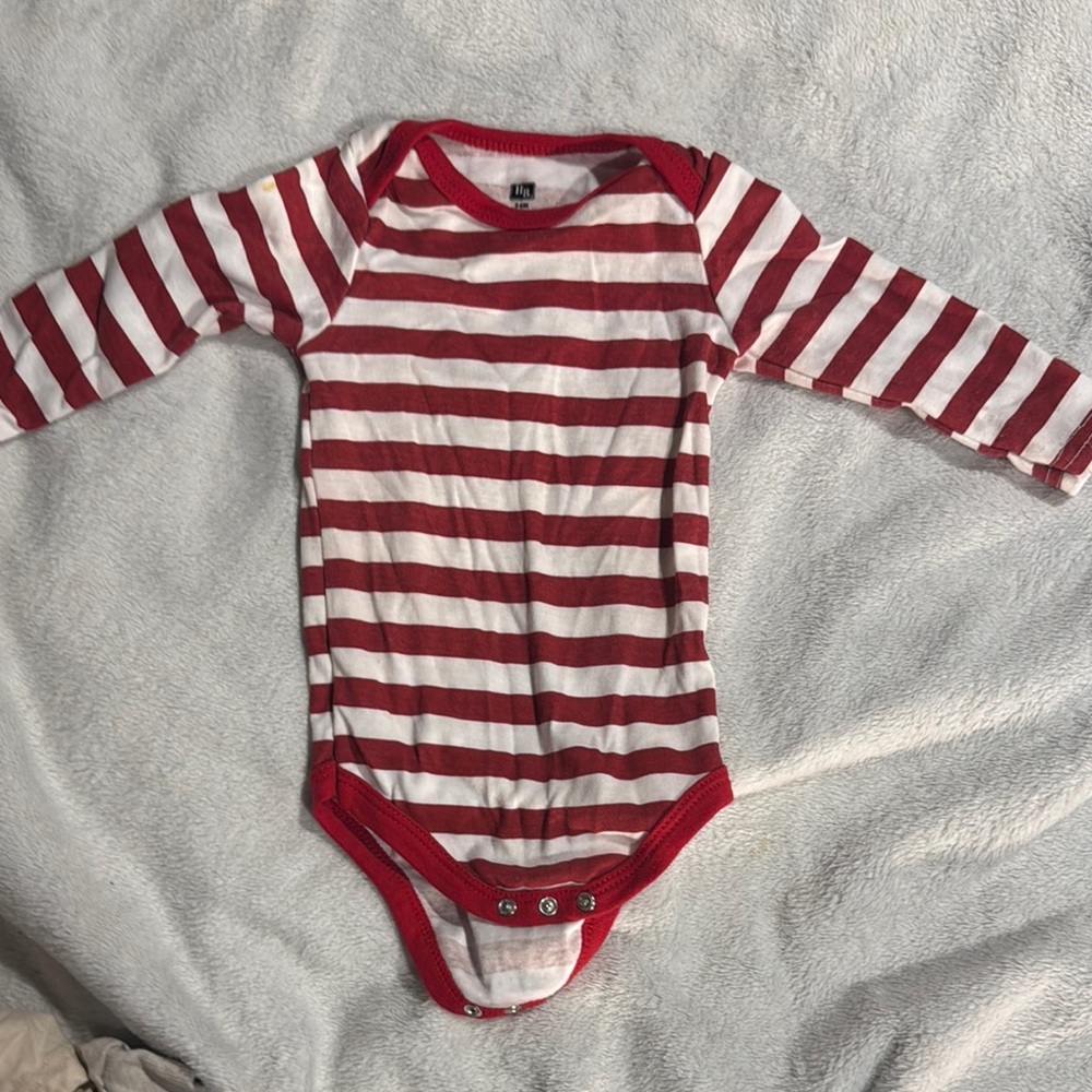 Red and White Striped Kids One Piece